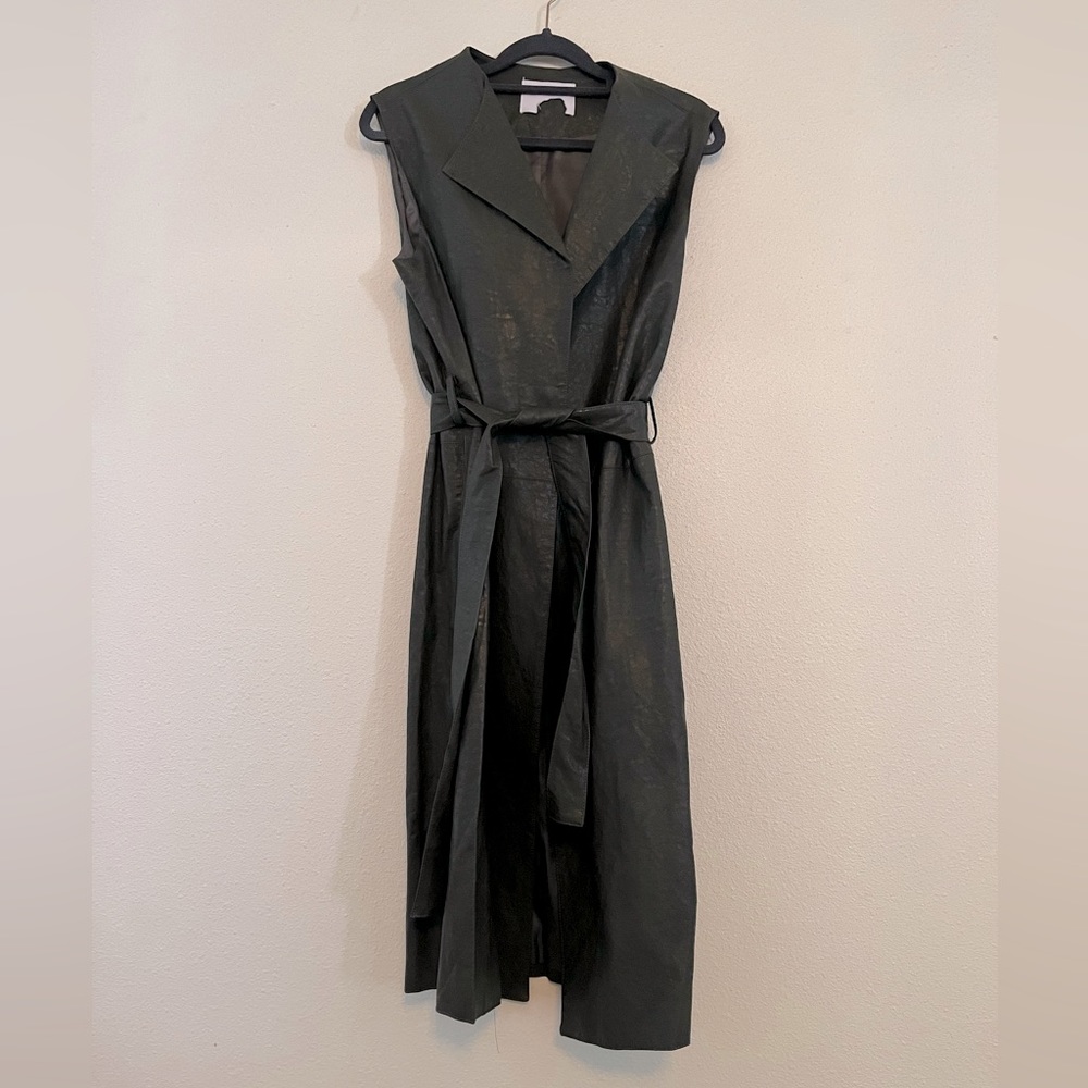 Dark Green Faux Leather Vest